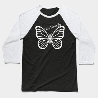 Cute White Butterfly Baseball T-Shirt
